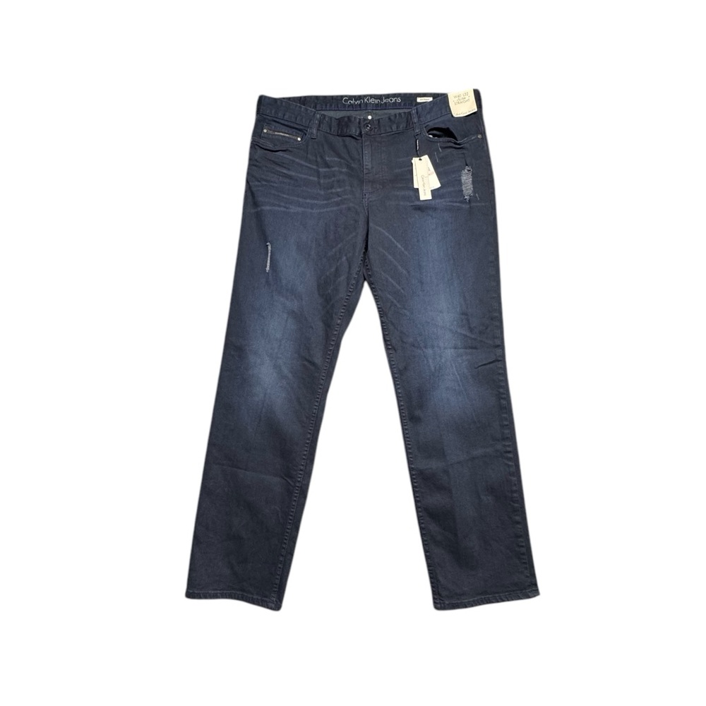 Calvin Klein‎ Slim Straight Jeans Mens 40X32 NWT Dark Wash Blue Stretch Denim